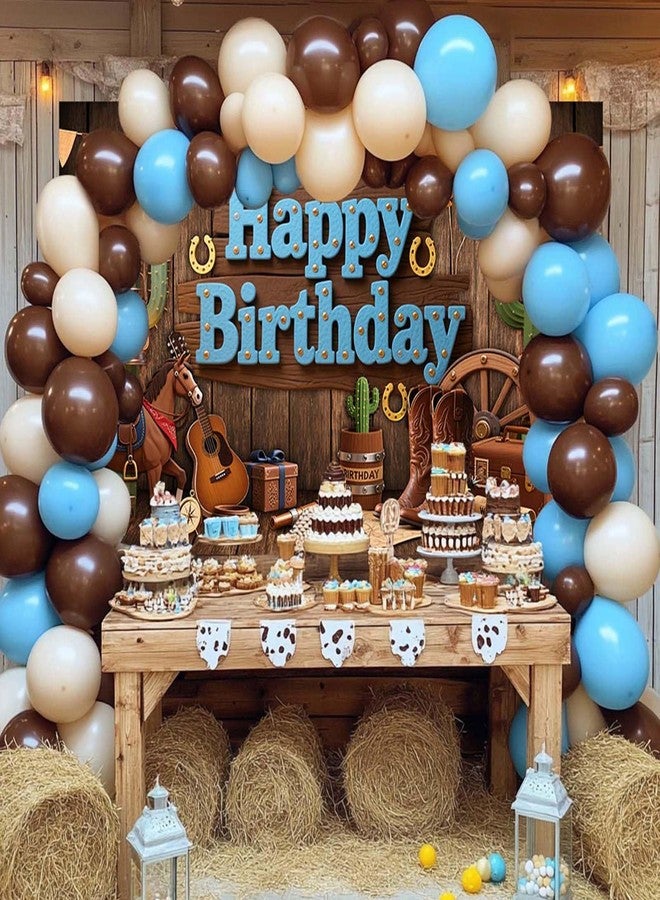Mocsicka Western Cowboy Birthday Backdrop Wild West Happy Brithday Party Decorations Banner for Boys Western Themed Party Photography Bakground Supplies (Brown, 70.8x43.3 inch) - Image 4
